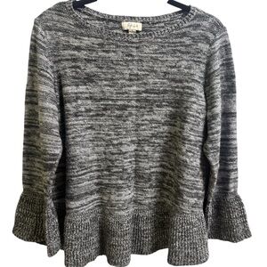 Style & Co. Black and Gray Knit Sweater with Ruffle Hem
